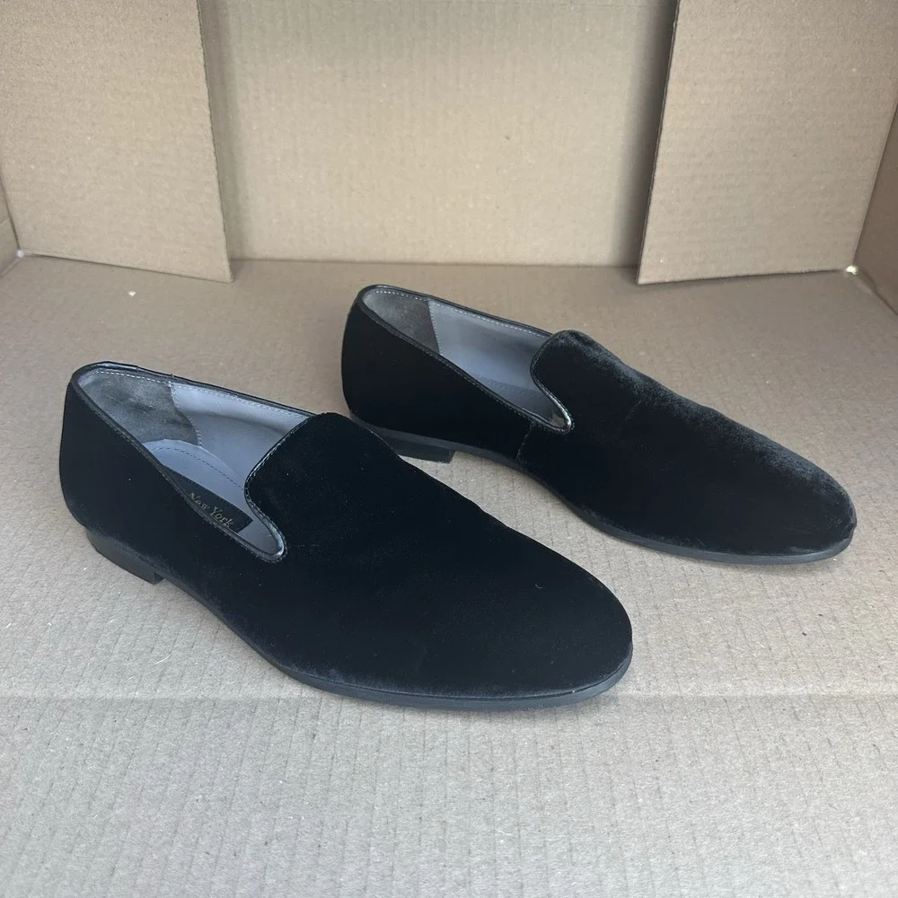 To Boot New York Lucca Velvet Loafer Leather Trim Black Men's Size 7.5 Italian